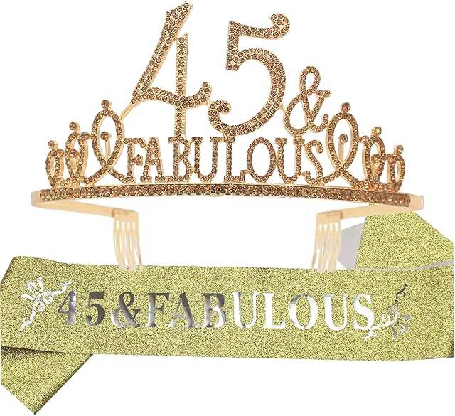 Crown and ribbon 45 year-old birthday