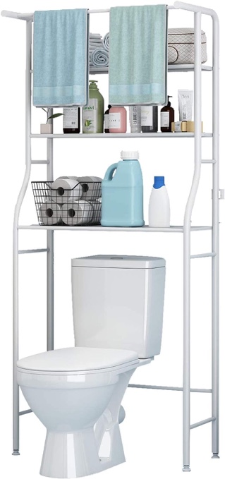 UDEAR 3 Shelf Bathroom Space Saver,Over The Toilet Rack,Bathroom Corner Stand Storage Organizer Accessories,The Washing Machine,with Hanging Rod,Bathroom Tower Shelf,Black