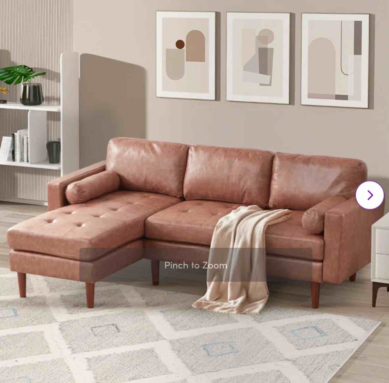 jaquensha 2pc faux leather sectional (incomplete box 1/3 and 2/3)