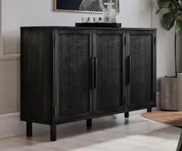 Hopper Studio Delancey 51 in. Matte Black 3 Door Cabinet