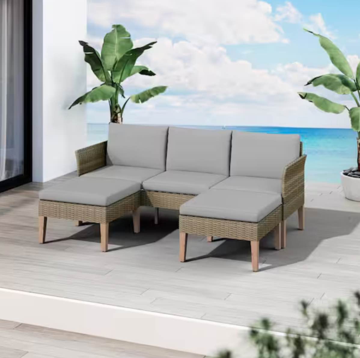 Isla 3-Piece Wicker Patio Conversation Set with Stone Cushions