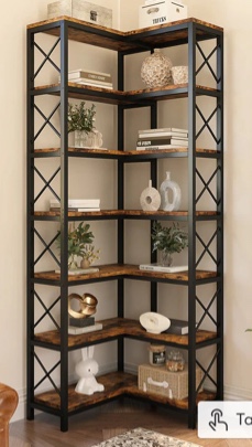 7-Tier Corner Bookshelf Corner Bookcase Storage Display Rack