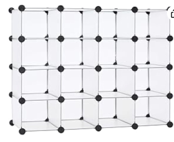 C&AHOME Plastic Shoe Rack,16-Cube Modular Shoes Storage Stand, Multifunction Closet Cabinet, Stackable Shoe Organizer for Bedroom Doorway Entryway Hallway, 36" L × 14.2" W × 28" H White SRP15A