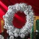 Zeyune 14 Inch Christmas Ball Wreath Xmas Disco Ornament Garland Decoration Silver Glitter Decorative Hanging Ornaments for Christmas Party Celebration Supplies Door Wall Festival Decoration