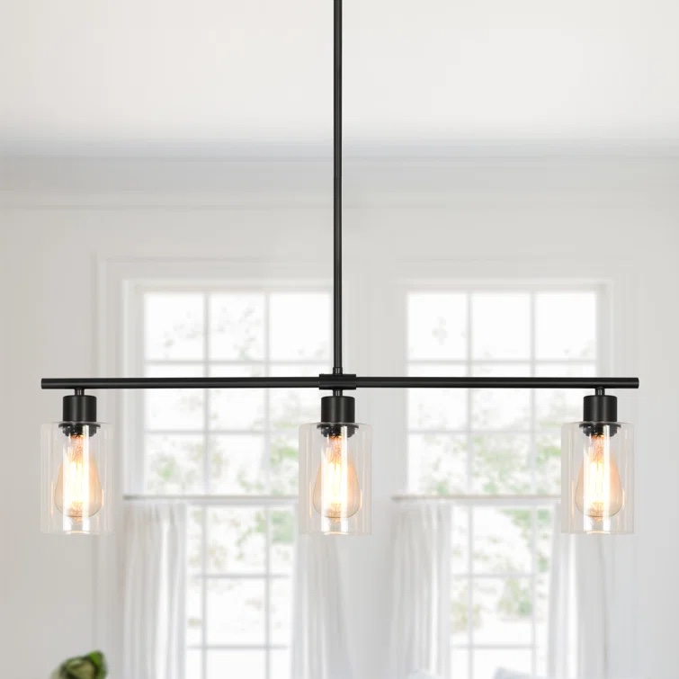 Delmis 3 - Light Kitchen Island Jar Pendant in , Black