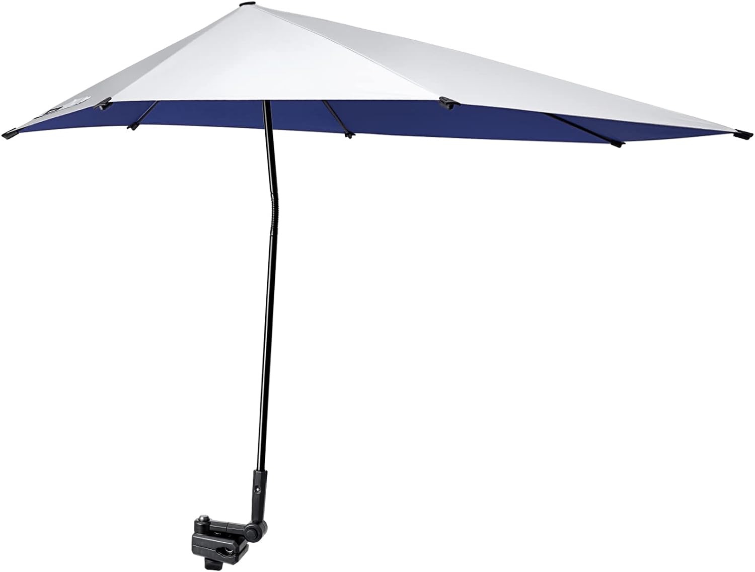 G4Free UPF 50+ Adjustable Beach Umbrella XL with Universal Clamp for Chair, Stroller, Wheelchair, Golf Cart, Bleacher, Patio Blue/Silver