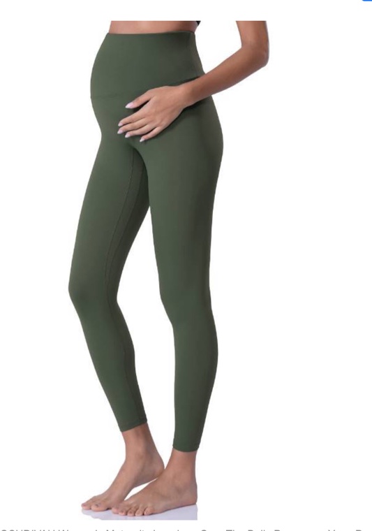 POSHDIVAH Women's Maternity Leggings Over The Belly Pregnancy Yoga Pants Active Wear Workout Leggings Army Green small 