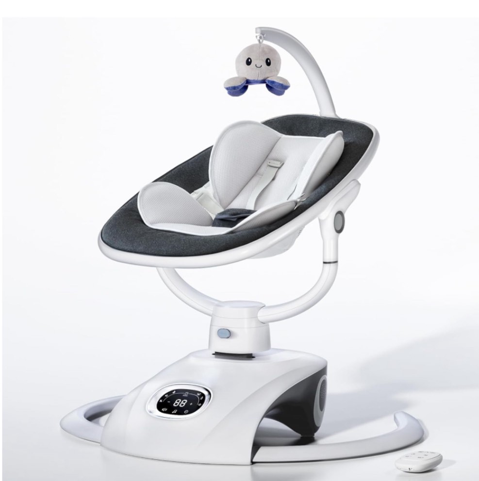 VaVaSoo Electric Baby Swing Automatic Baby Swings Multi-Motion Baby Rockers and Bouncers for Newborns with Remote Control, 5 Speed, 13 Melodies, Dark Grey