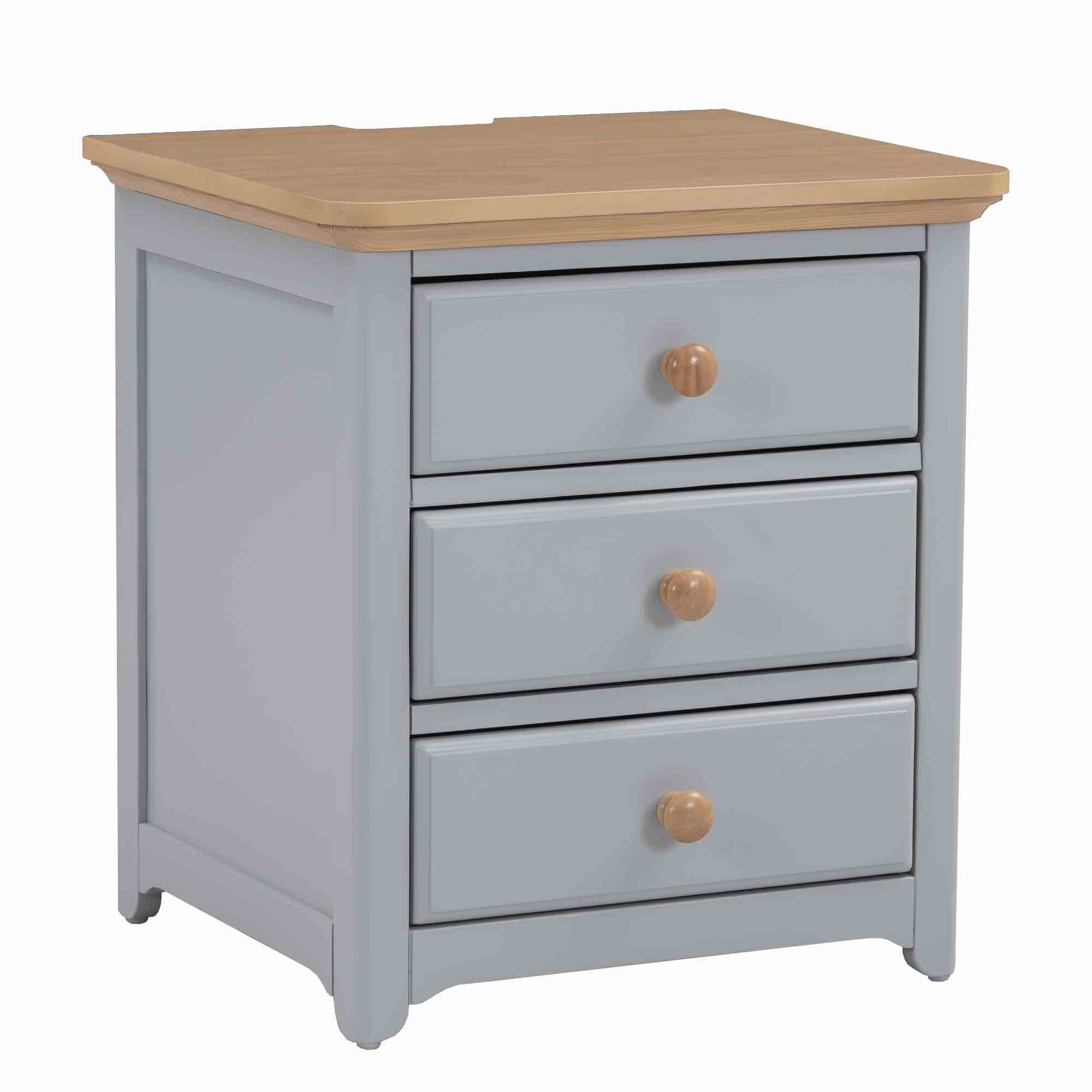 ZNTS Wooden Nightstand with USB Charging Ports and Three Drawers,End Table for Bedroom,Gray+Natrual 