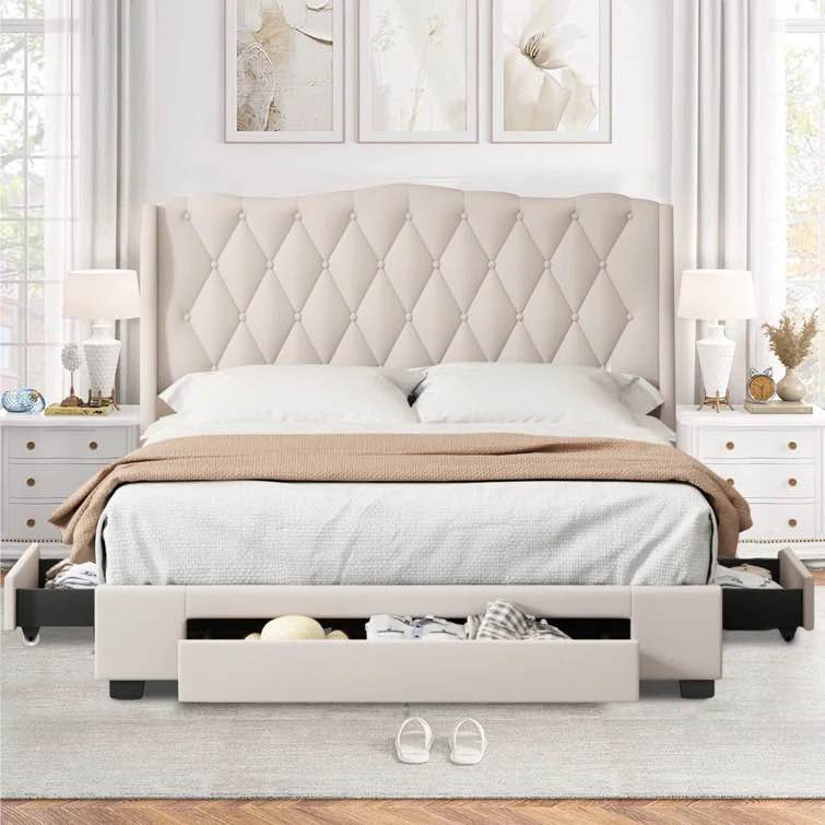 Genner Upholstered Platform Storage Bed Queen Size, (incomplete, Box 1 Of 2) 