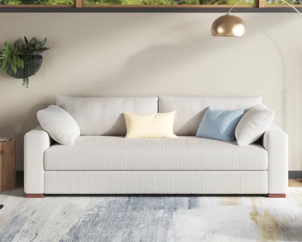 Roussel Modern 3 Seater Floor Sofa with Soft Corduroy Upholstered