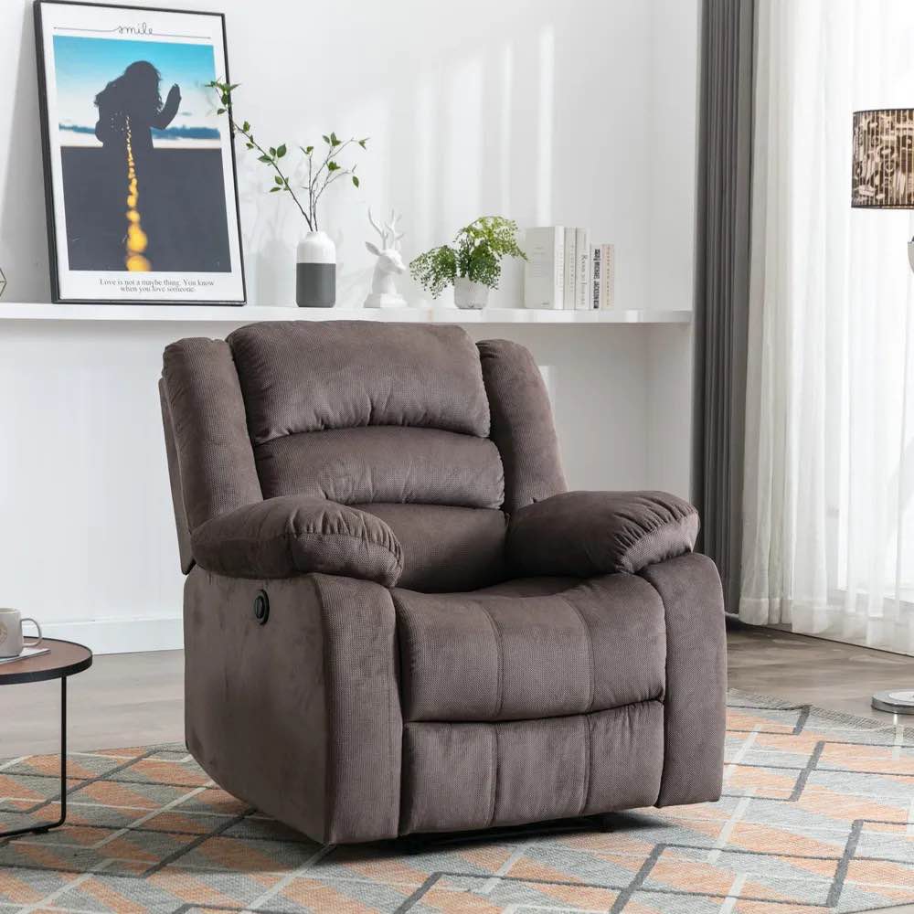 Classic Electric Recliner with Soft Cushion and Back, Sofa with Comfortable Armchair, Chocolate