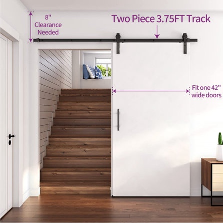 Black Steel Barn Door Hardware Kit Standard Single