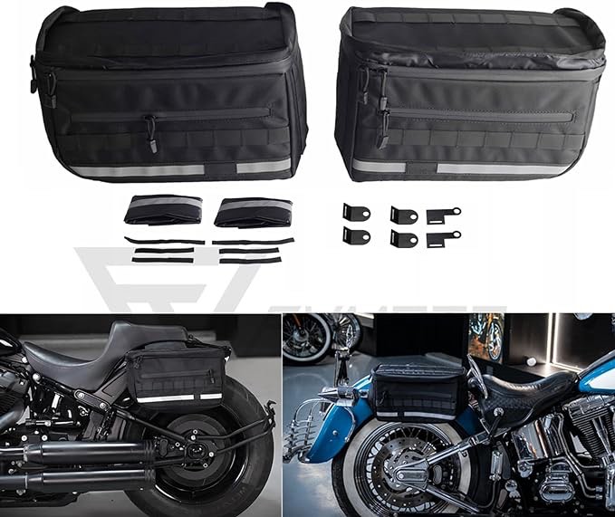 FVMOTO Club Style Saddlebags Saddle Luggage Storage Bag Compatible with Harley Softail Dyna Street Bob Wide Super Glide FXR FXLRS Low Rider S Sportster, 30L(7.9 Gallons)