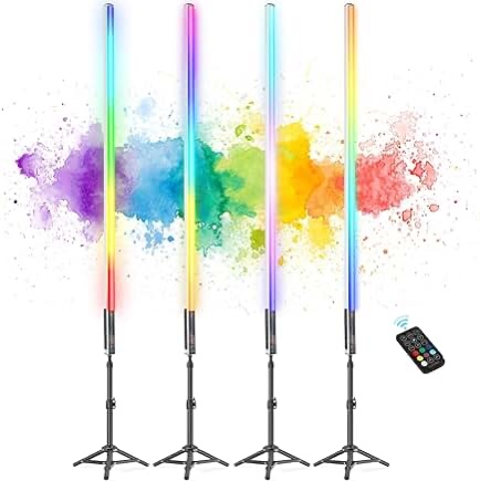 4 Pack 4ft Portable Battery Powered Tube Light 120cm Handheld LED Tube Lights with Tripods, 500 Vivid Effects, Light Tube for Video and Photographyï¼ŒLight Paintingï¼ŒYouTubeï¼ŒVideoï¼ŒTIK tok and Dance Club