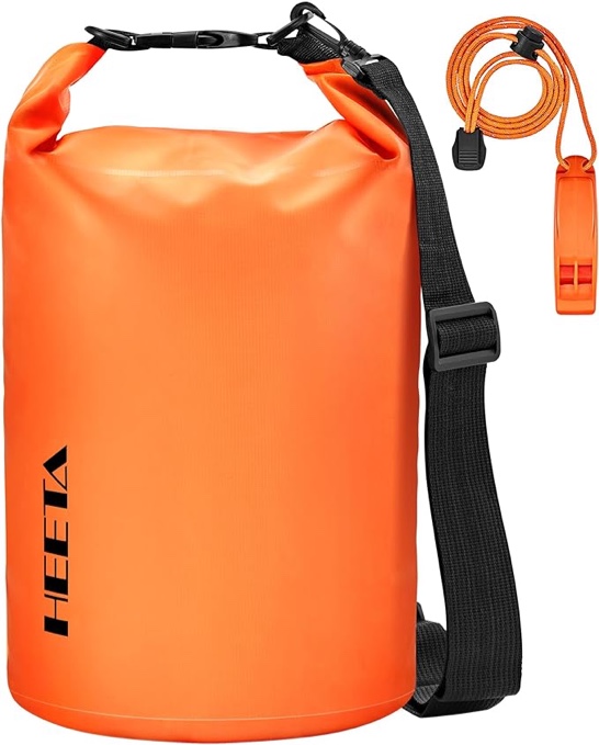 HEETA Waterproof Dry Bag for Women Men, 5L/10L/20L/30L/40L Roll Top Lightweight Dry Storage Bag Backpack with Phone Case for Travel, Swimming, Boating, Kayaking, Camping and Beach Orange 40L