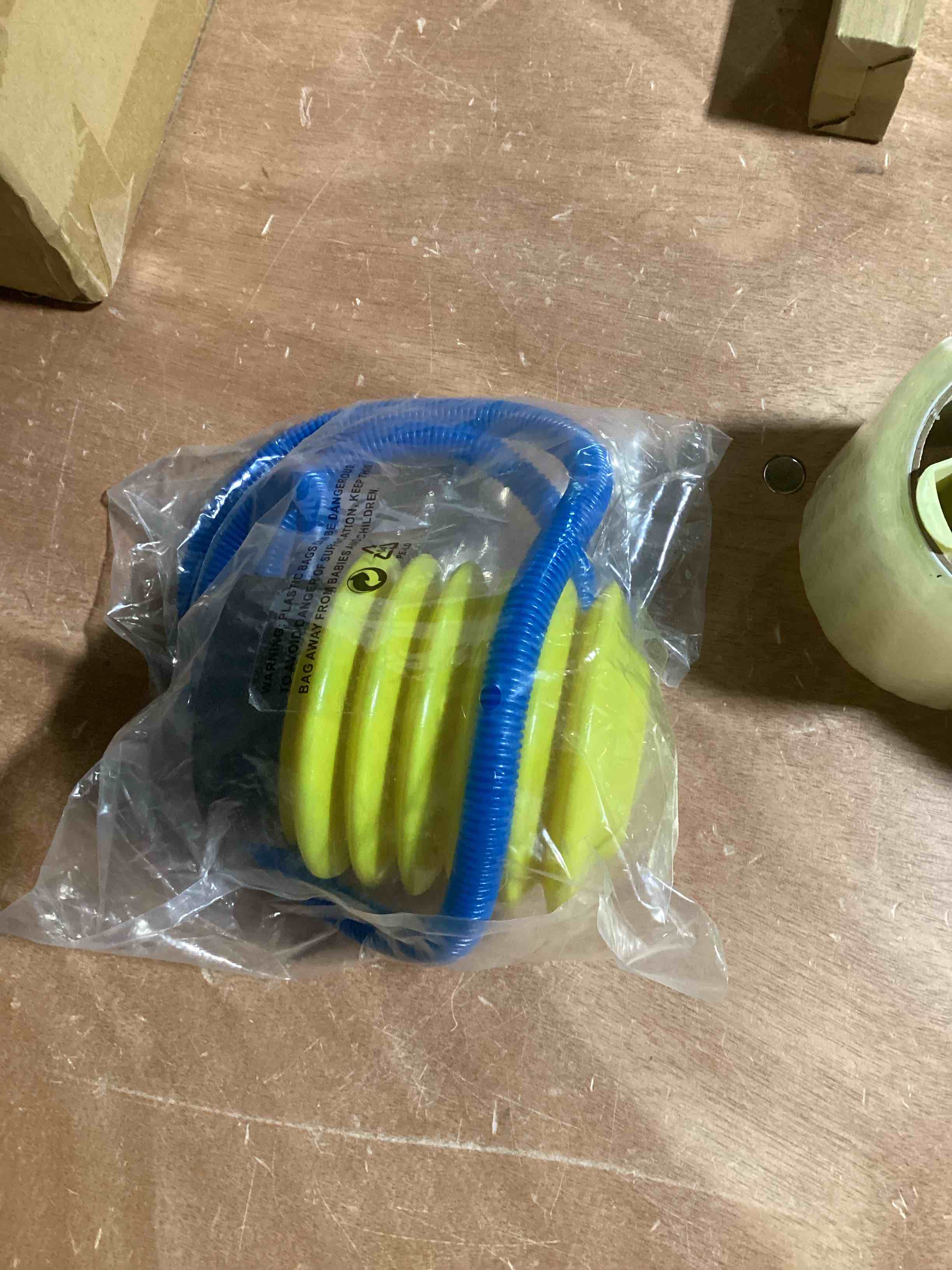 Children Blue Yellow Plastic Manual Air Pump Inflator Toy