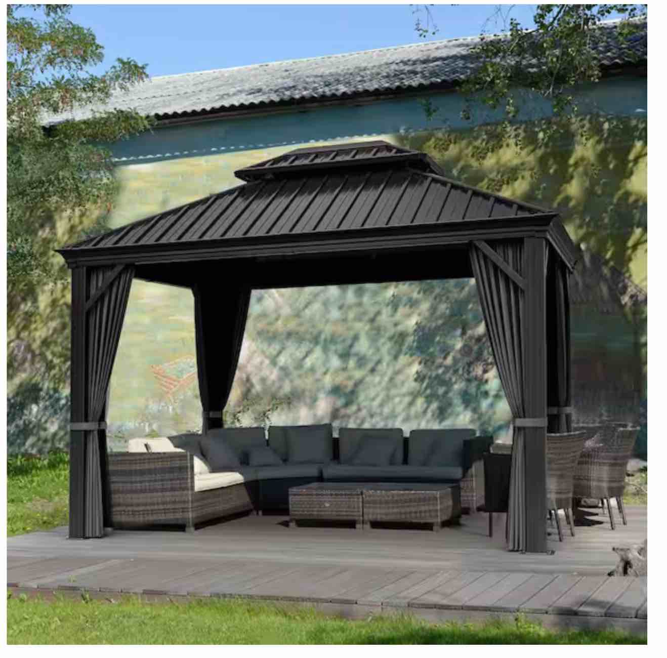 12 Ft. W x 10 Ft. D Aluminum Patio Gazebo ( only box 1/3) 