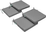 QILLOWAY Outdoor Indoor Chair Pads, Seat Cushions, Square Foam Dining Chair Patio Cushion Set of 4, All Weather, 17" Lx17 Wx3 D (TAN/Grey)