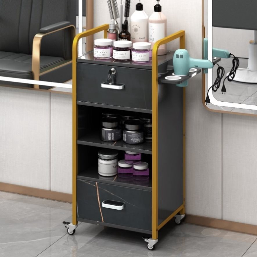Locking Salon Storage Cabinet,Beauty Barber Salon Styling Station Organizer Equipment with 3 Hair WF315415AAB