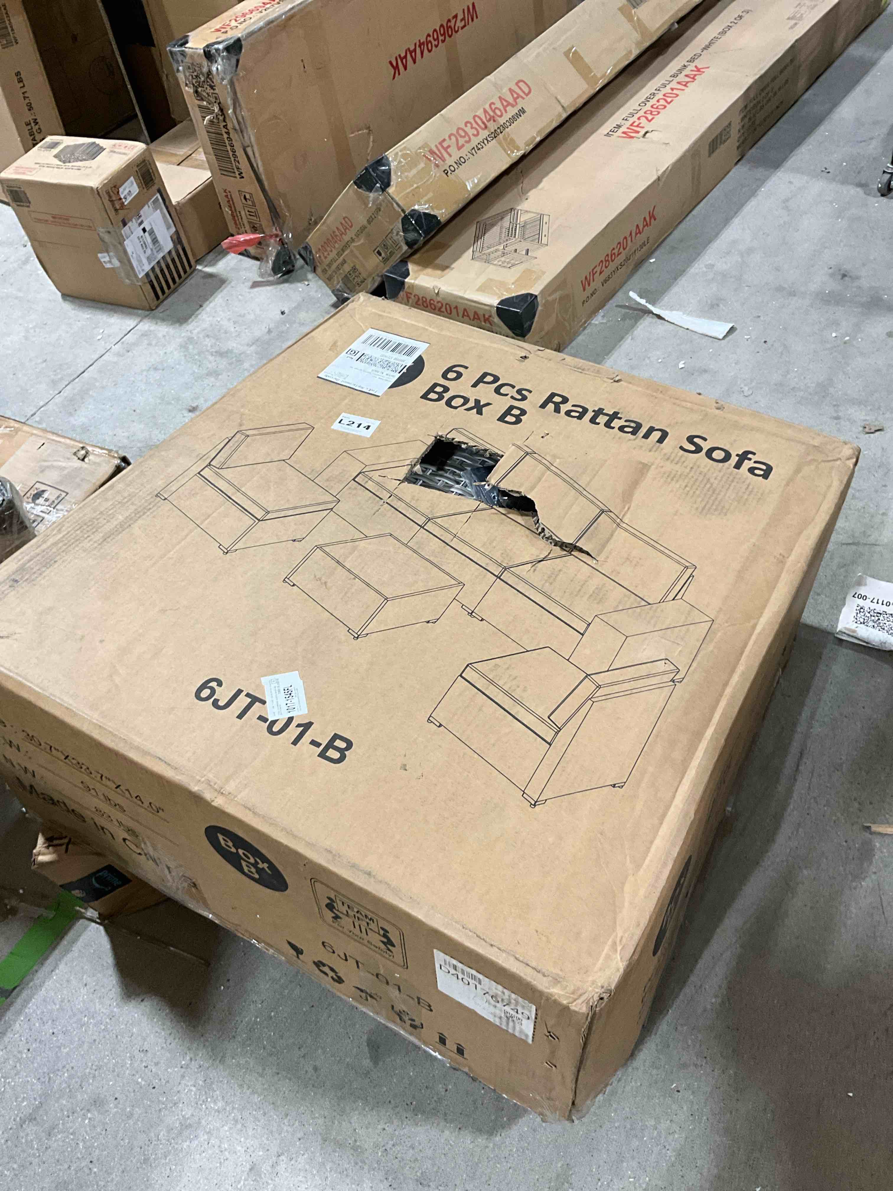 Outdoor Rattan Conversation Sectional Patio Furniture Set 6 Piece with