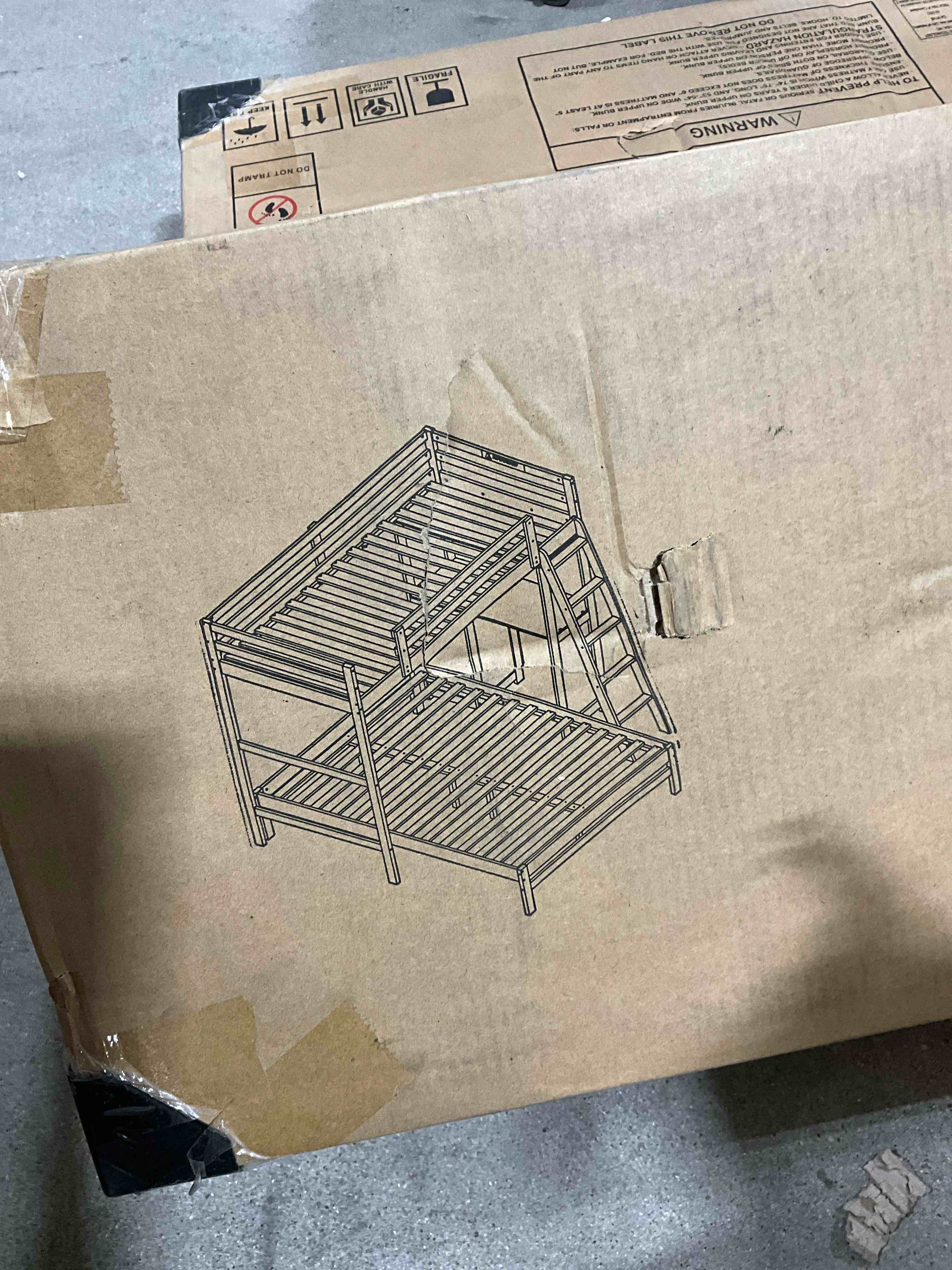 Full Bunk Bed with Built in Desk and Three Drawers in Natural