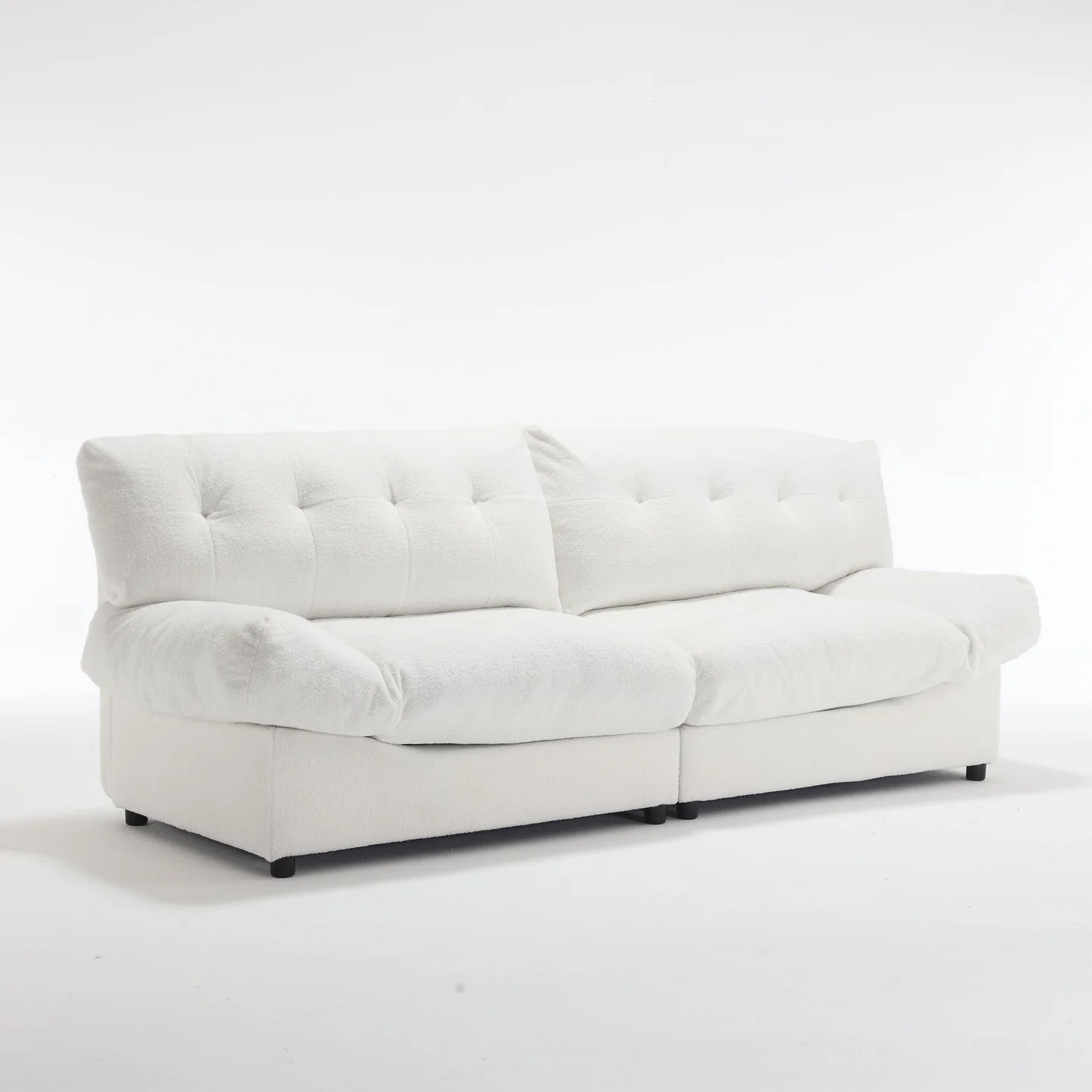 Cloud Style Sofa, Teddy Velvet Fabric, Comfy Padded Cloud Couch for Living Room, Apartment
