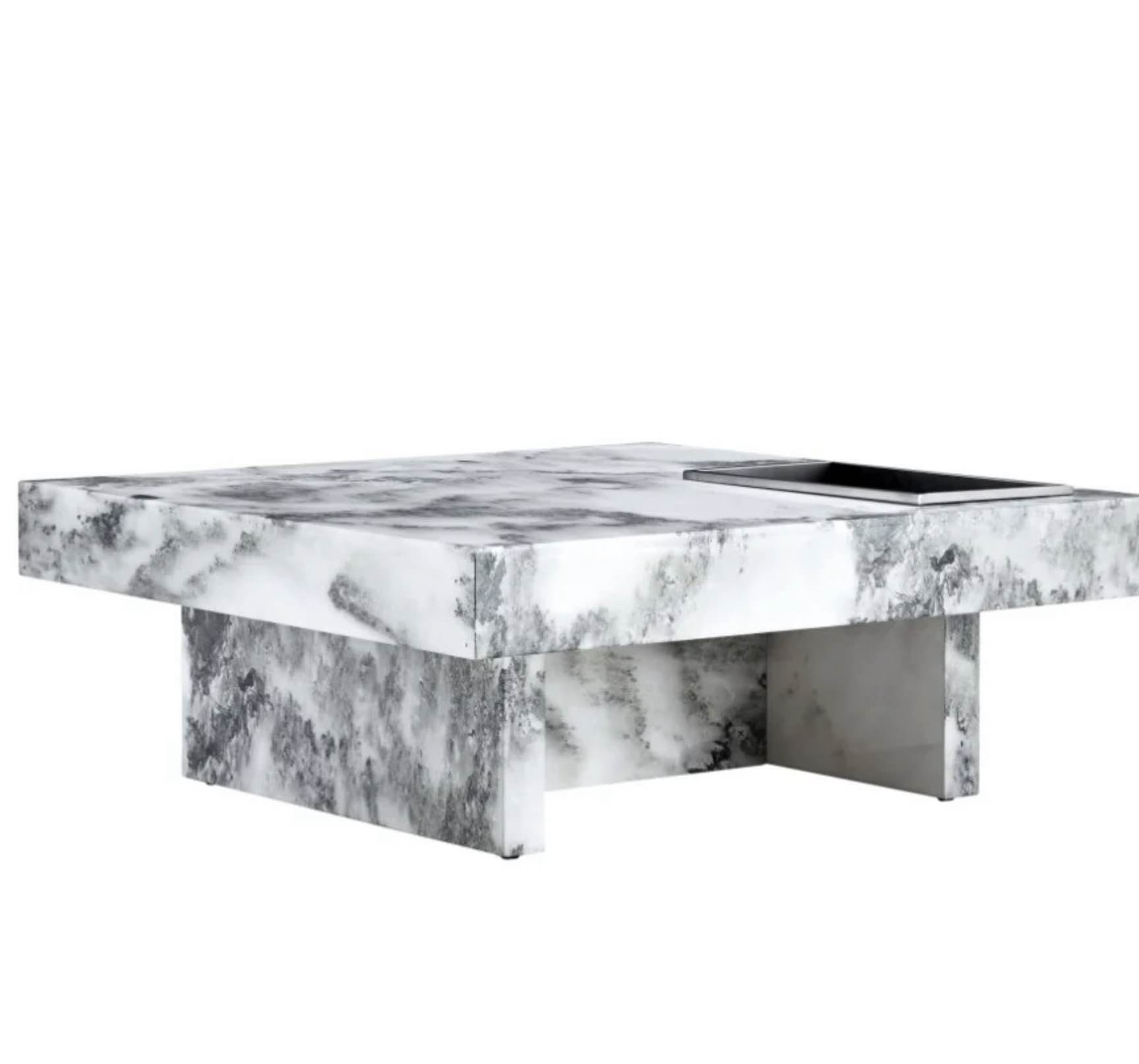 modern and practical coffee table, black and white in imitation marble pattern