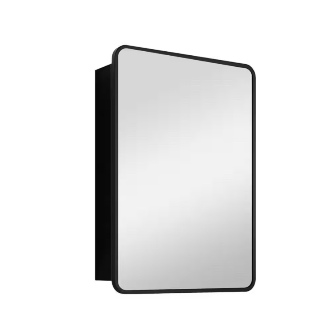 Black framed Anti-Fog LED 24 in. W x 30 in. H Rectangular Iron Medicine Cabinet with Mirror