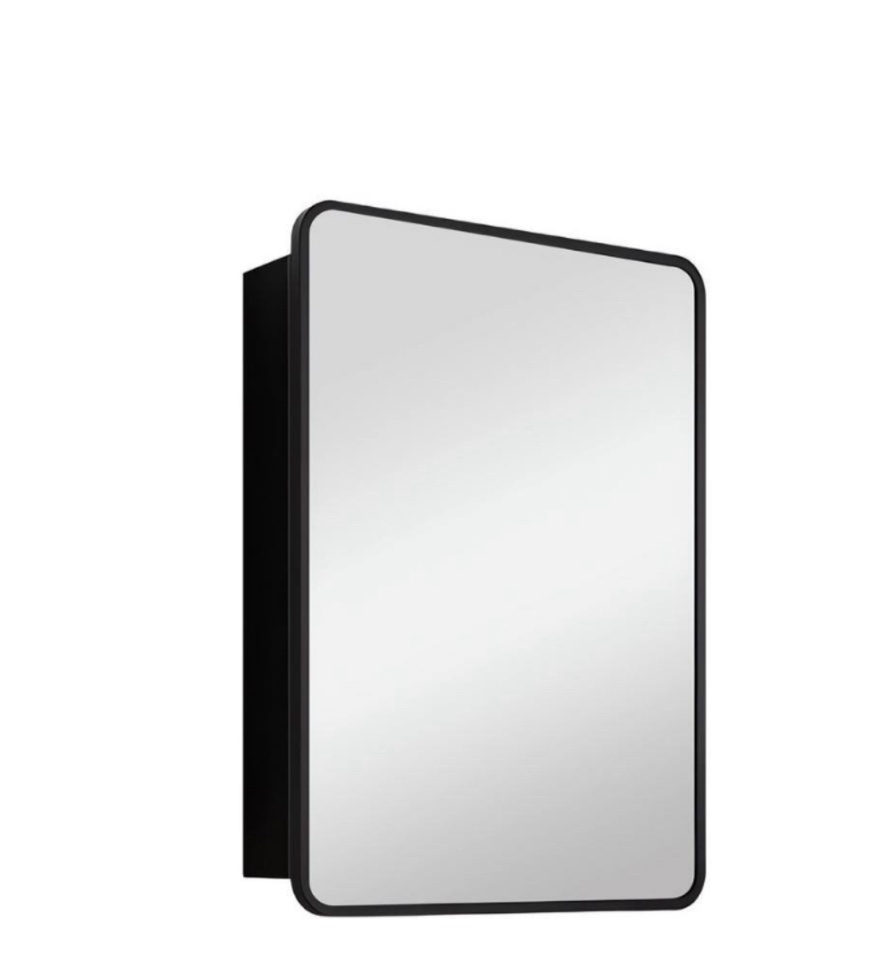 Black framed Anti-Fog LED 24 in. W x 30 in. H Rectangular Iron Medicine Cabinet with Mirror
