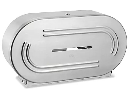 Bobrick 2892 ClassicSeries 304 Stainless Steel Surface-Mounted Twin Jumbo-Roll Toilet Tissue Dispenser, Satin Finish, 20-1316" Width x 11-3/8" Height x 5-5/16" Depth