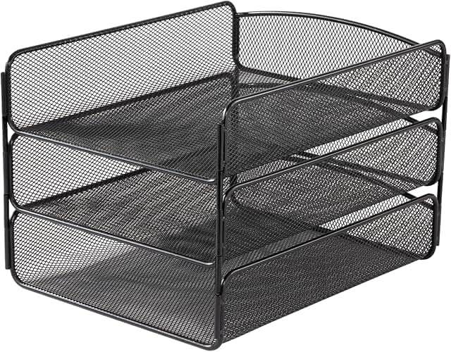Safco 3271BL Desk Tray  Three Tiers  Steel Mesh  Letter  Black