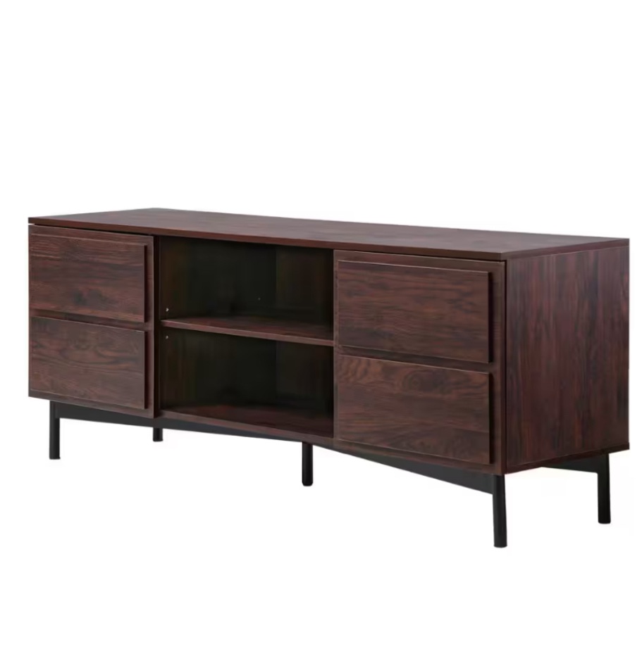 Mid-Century 58 in. Brown TV Stand with 2-Doors Fits TV's up to 65 inch. with Cable Management