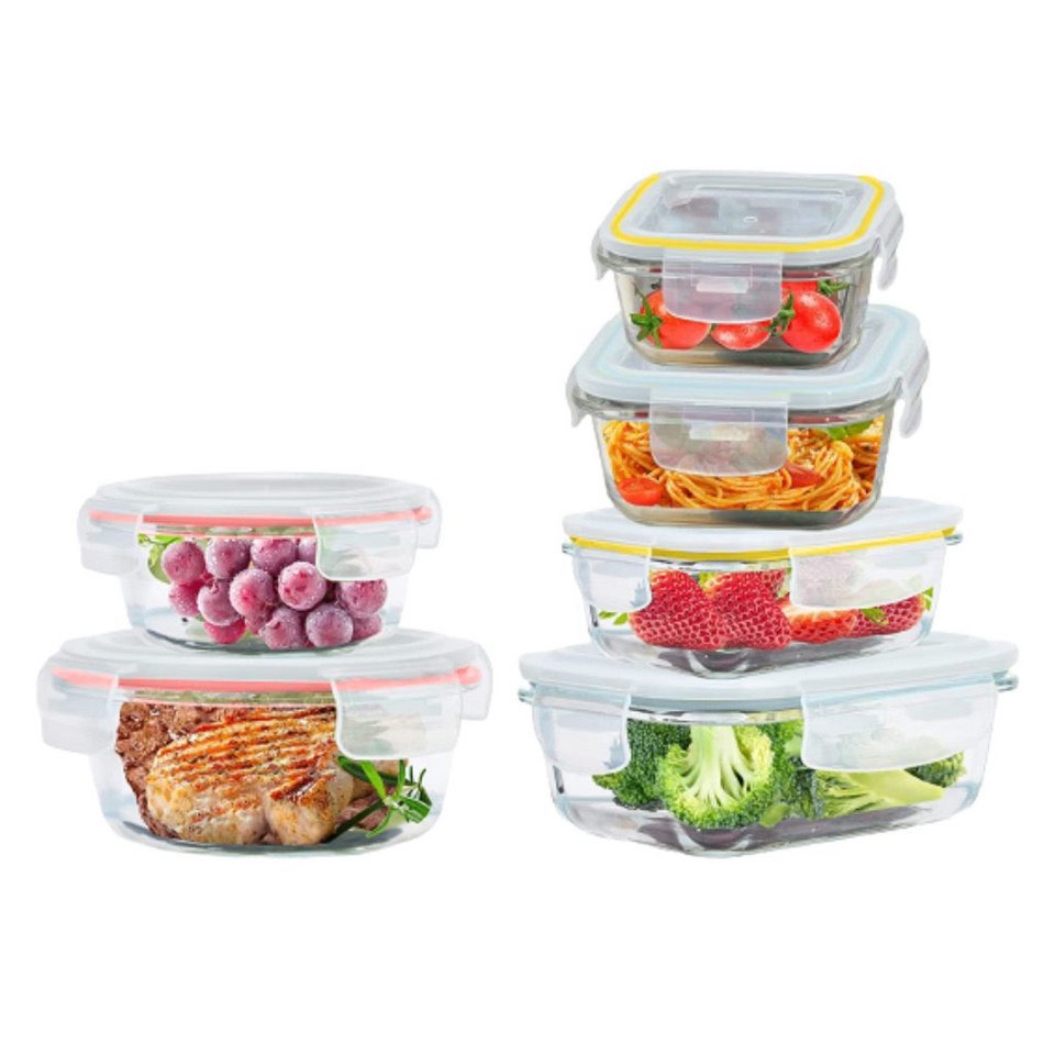 12-Piece Glass Food Storage Container Set with Locking Lids