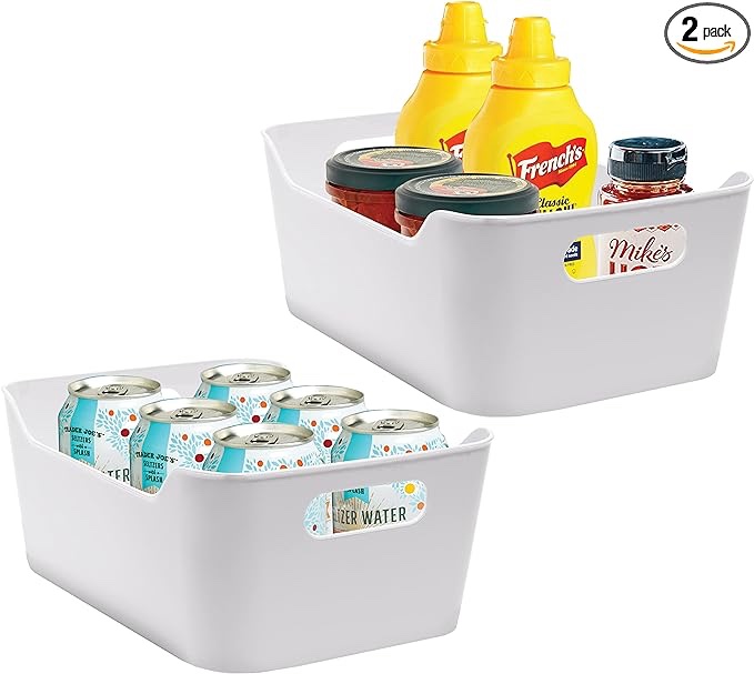 bHome Plastic Storage Bins For Kitchen Organization, Pantry Organization and Storage, Closet Organizers & Storage Containers - Baskets for Organizing Cabinets, Freezer, & Fridge Organizer Bin Set of 2
