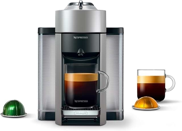 Nespresso Vertuo Coffee and Espresso Machine by De'Longhi, 1597 milliliters, Silver
