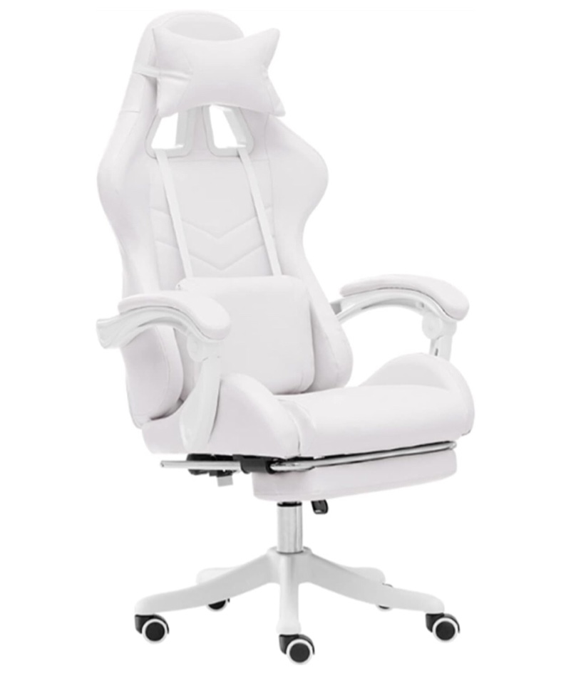 White Leather Gaming Chair- White ( Stock photo isn’t exact )