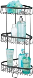 mDesign Metal Bathroom Shelf Unit - Freestanding Vertical Storage for Organizing and Storing Hand Towels, Body Lotion, Facial Tissues, Bath Salts - 3 Shelves, Hyde Collection - Matte Black