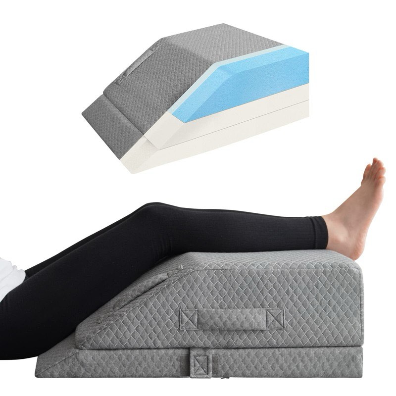 KINGPOVONINI Adjustable Leg Elevation Pillows for Swelling, Cooling Gel Memory Foam Wedge Pillows for After Surgery, Sciatica Back Knee Hip Ankles Pain Relief, Leg Pillows for Sleeping Blood Circulation