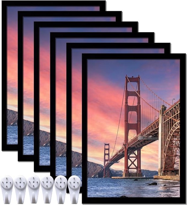 4 Sets 13x19 Picture Frame, Frames for 13 x 19 Canvas Collage Photo Poster Certificate Wall Gallery, High Transparent Horizontal Vertical Black 13 by 19 Inches