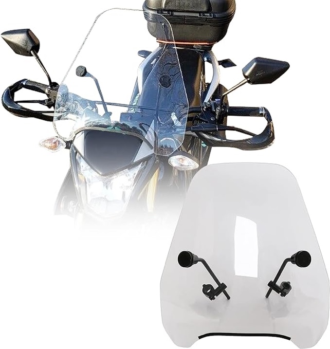 ECOTRIC Universal 16 3/4” Width x15” Height Clear Motorcycle Windshield Windscreen Compatible With Harley Davidson Sportster Dyna Glide Softail Suzuki