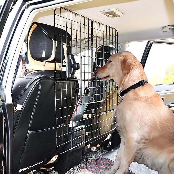 Dog Car Barrier for Cars, SUV's,Vehicles, Which can be Used in The Front Seat or Rear Seat of The Vehicle, Adjustable Large Pet Divider, Heavy-Duty Wire Mesh,Foldable Pet Guard Mesh Brand: TUMFUZZ