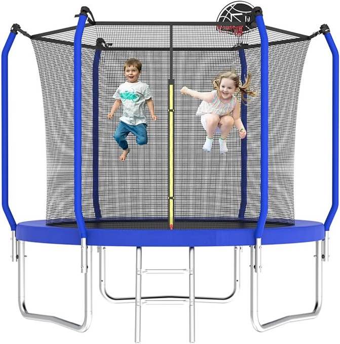 Upgraded 10FT 8FT 12FT 14FT Trampoline for Kids and Adults, Outdoor Trampolines with Basketball Hoop & Enclosure Net, Accessories Set, Backyard Trampoline for 4-8 Kids and Adults