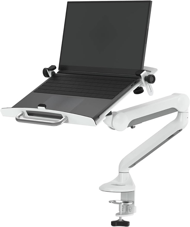Laptop Mount with Gas Spring Arm - White