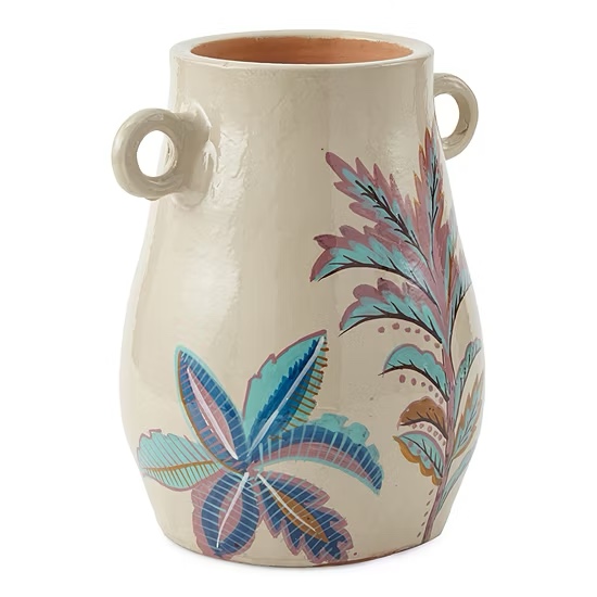 Distant Lands 10" Handpainted With Handles Vase