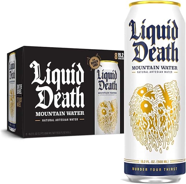 Liquid Death Mountain Water  19.2 oz King Size Cans (8-Pack) best by 9/6/28