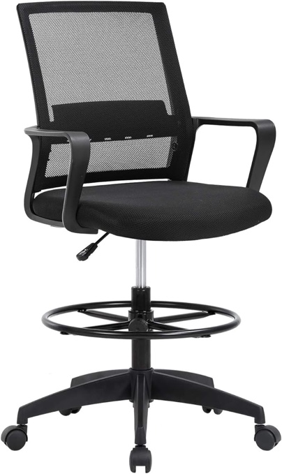 Drafting Chair Tall Office Chair for Standing Desk Drafting Mesh Table Chair with Adjustable Armrest and Foot Ring