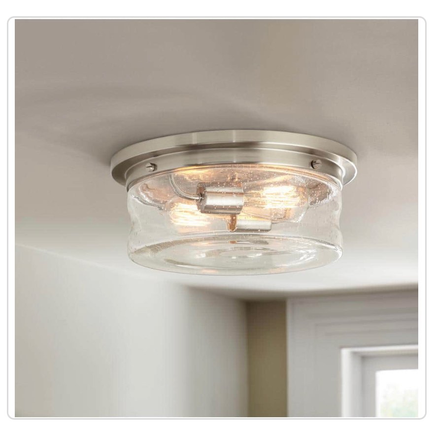 Hampton Bay Silveroak 13 in. 2-Light Brushed Nickel Flush Mount