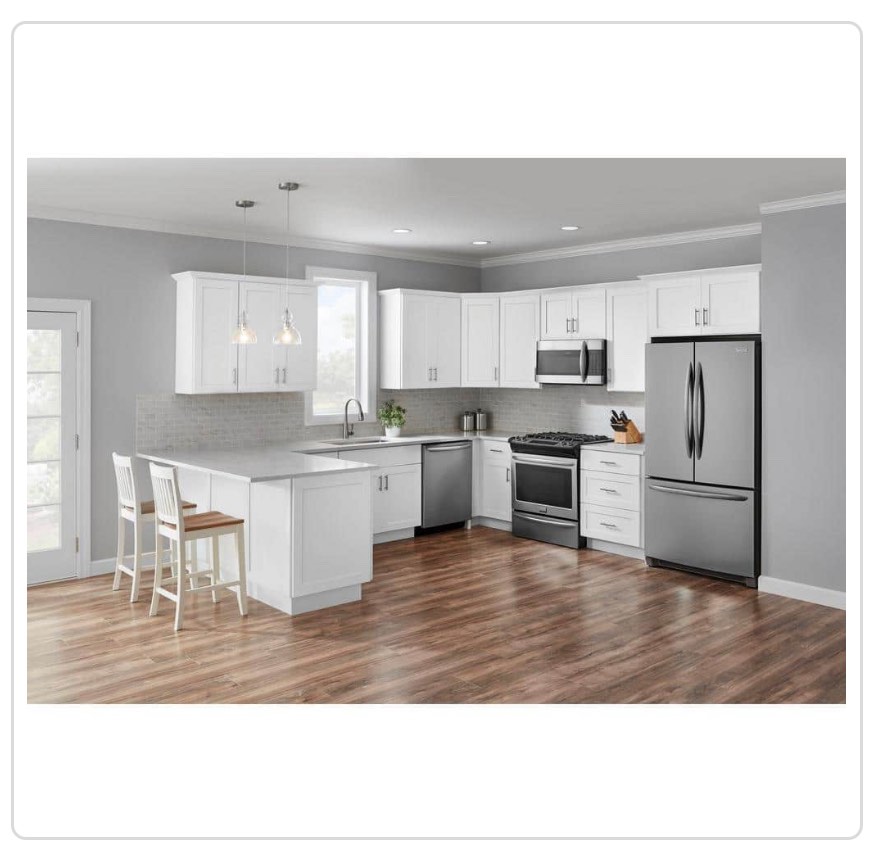 Hampton Bay Avondale 24 in. W x 24 in. D x 34.5 in. H Ready to Assemble Plywood Shaker Base Kitchen Cabinet in Alpine White