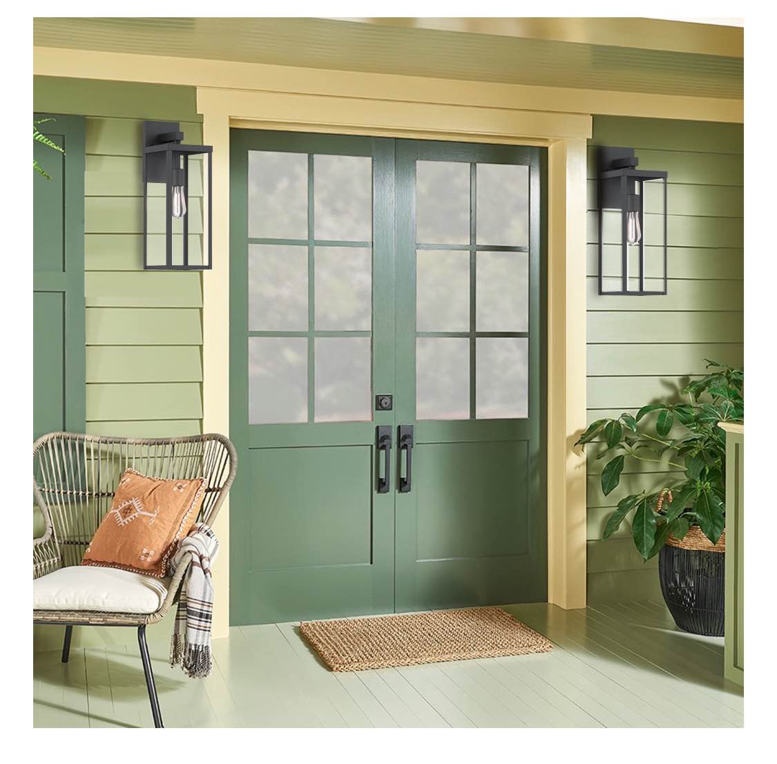 Hukoro Martin 21 in. H 1-Light Matte Black Hardwired Outdoor Wall Lantern Sconce(2-Pack)